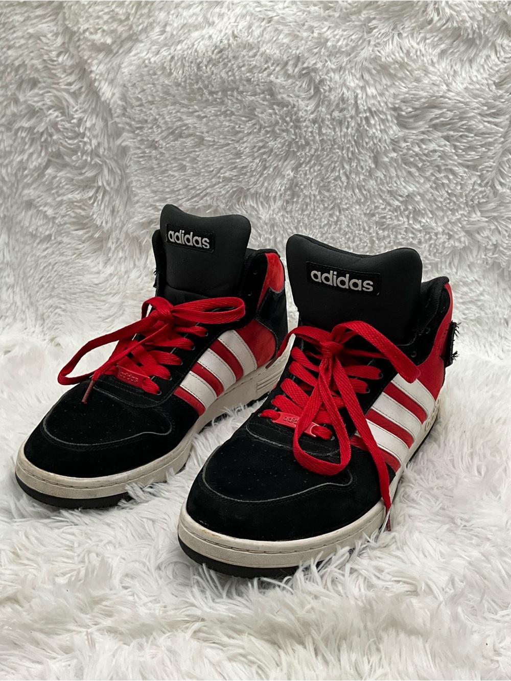 adidas Black, Red & White High-Top Sneakers